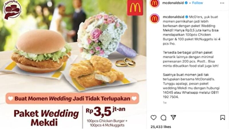 McDonald’s launches wedding catering