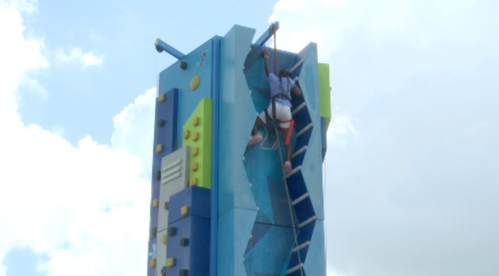 The rock climbing wall travels throughout Texas serving other YMCA programs