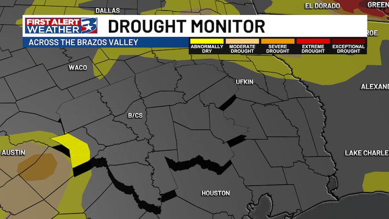 Entire Brazos Valley completely free of drought.