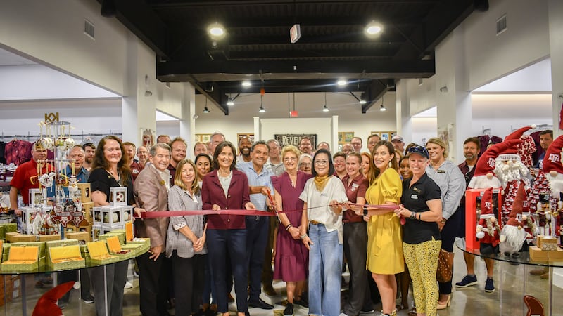 Today's ribbon cutting ceremony at the new Aggieland Outfitters location in College Station.
