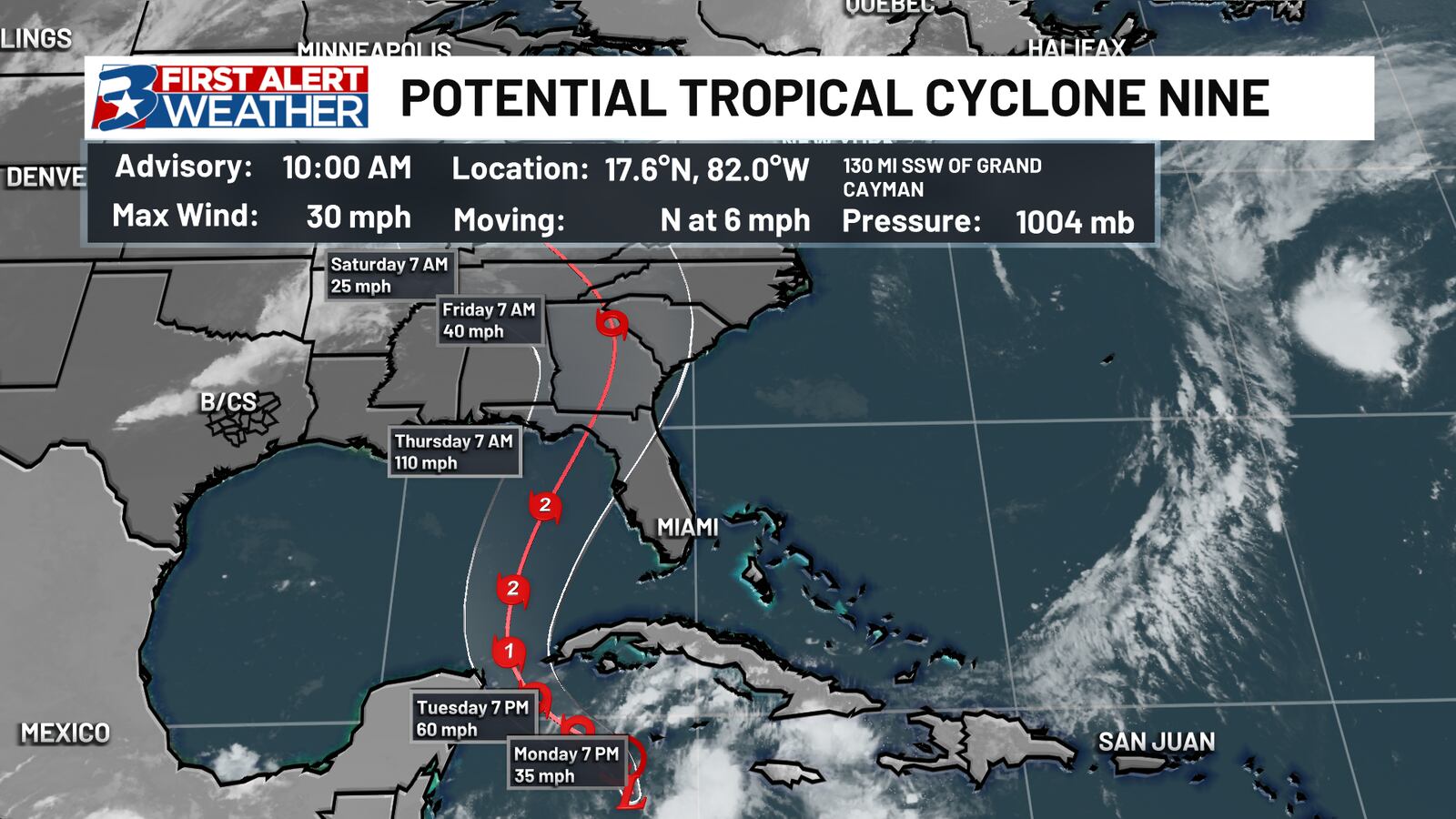 Potential Tropical Cyclone Nine forms over the northwestern Caribbean Sea Potential Tropical Cyclone Nine forms over the northwestern Caribbean Sea