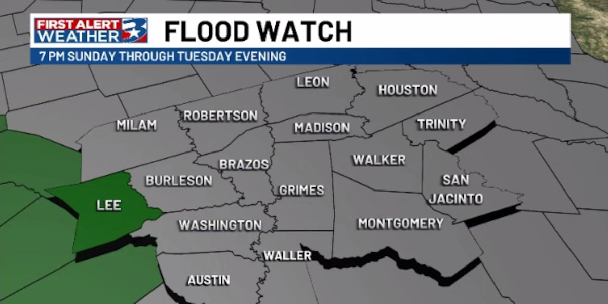 Flood Watch in place for Sunday evening through Tuesday