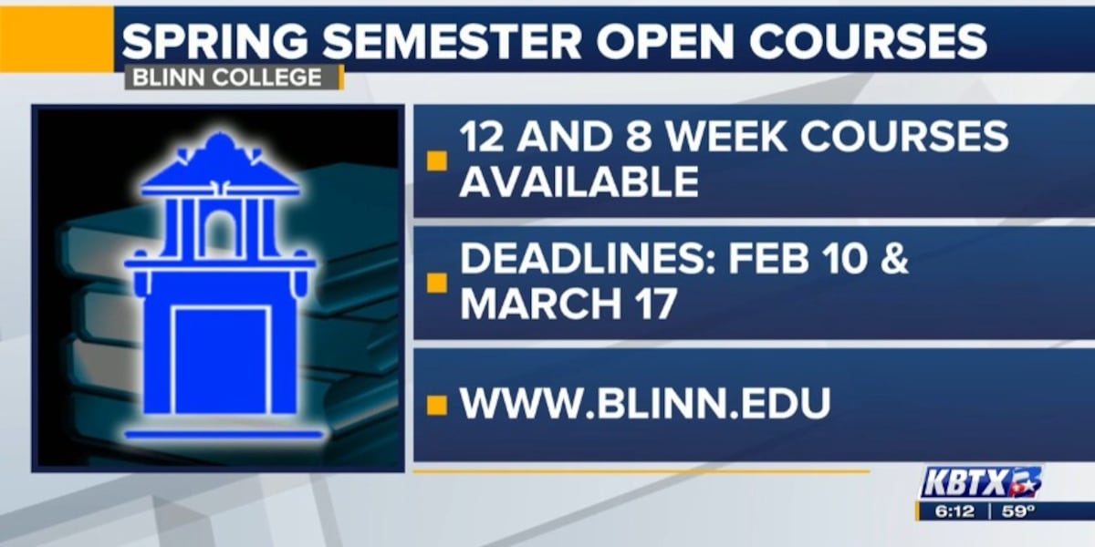 Blinn College offers 12 and 8 week courses for Spring