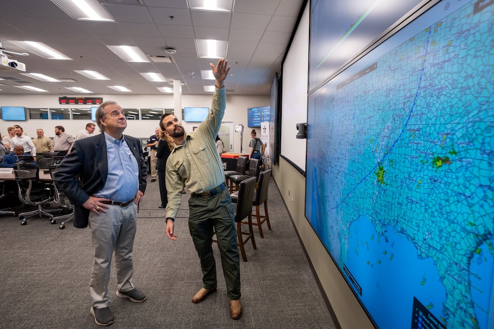 John Sharp, chancellor of The Texas A&M University System, is given a presentation before a...