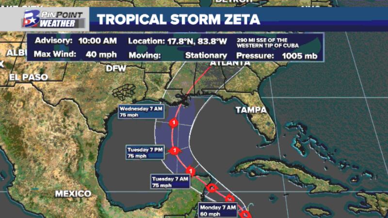 Zetz Forms Tropical Storm Zeta forms in the Northern Caribbean early Sunday
