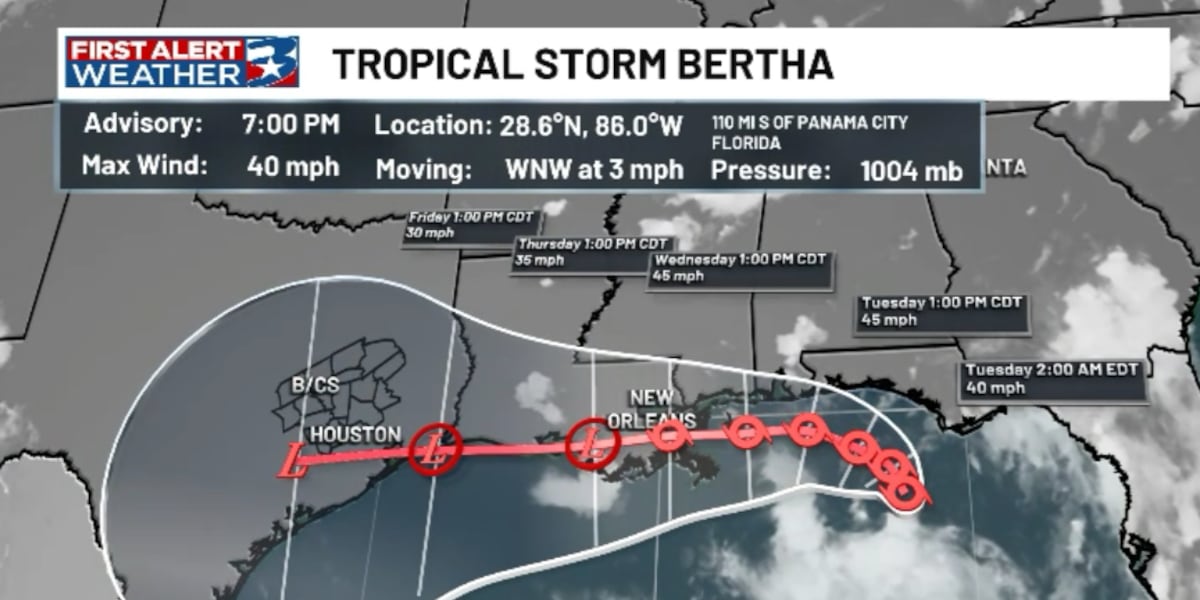 Tropical Storm Bertha Forms in the Gulf