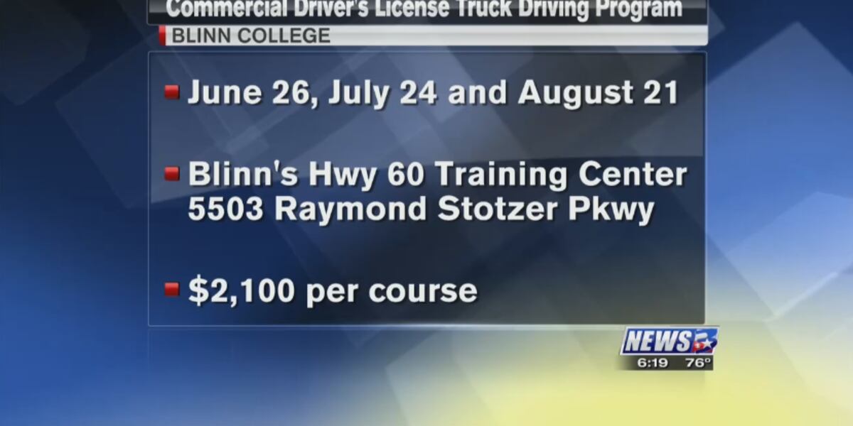 Blinn College offers commercial driver's license truck driving courses