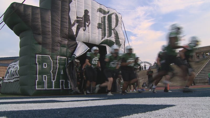 Rudder football team runout at Merrill Green Stadium.