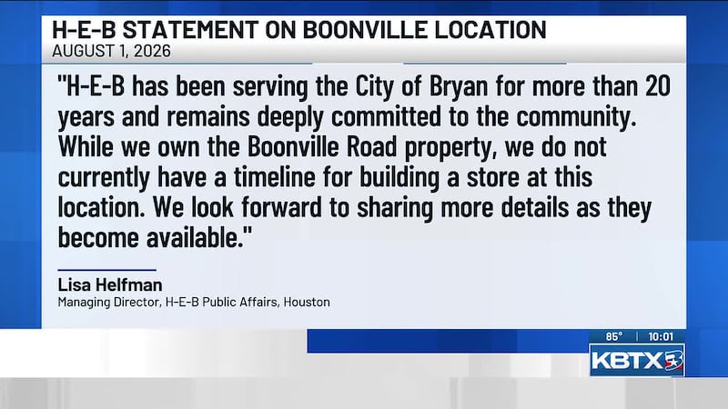 H-E-B: No timeline for building a Boonville Road store