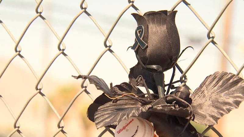 A valley woman created a memorial for LVMPD Officer Austin Abdelnabi near the site of the...